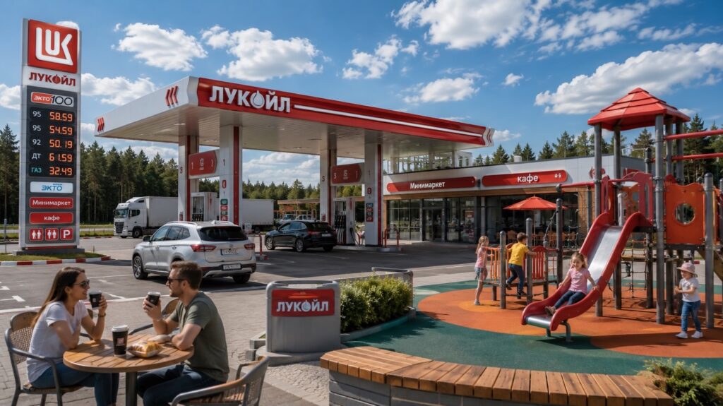 Детская площадка на АЗС Лукойл на трассе М-11 Нева