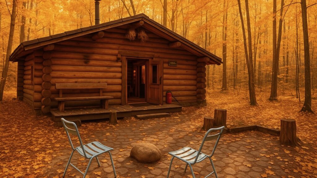 Бутик-отель Клён — деревянный домик в лесу, золотая осень