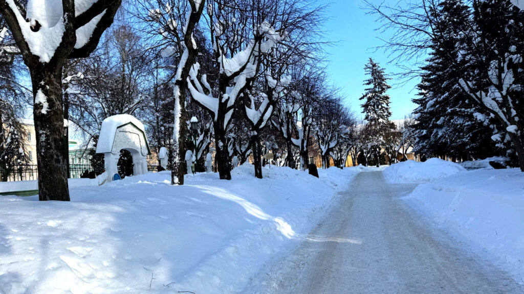 зимняя аллея рядом с Троице-Сергиевой лаврой Сергиев Посад