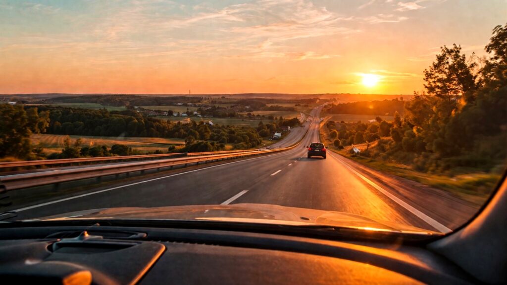 трасса М12 дорога закат поездка на машине