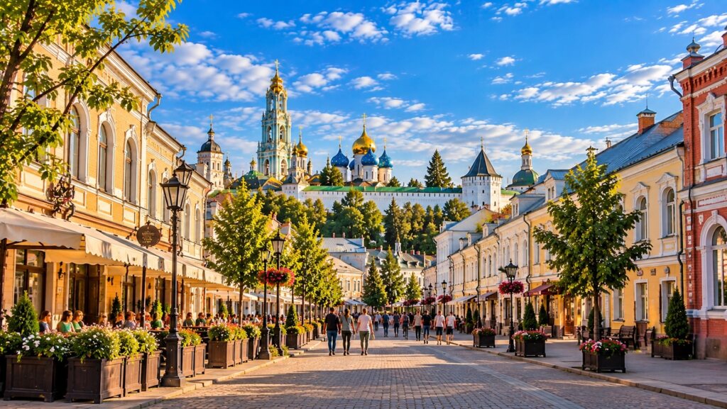 Центр Сергиева Посада во время прогулки по городу